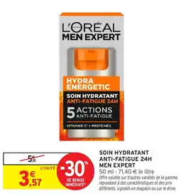 Intermarché Hyper Men Expert Soin hydratant anti-fatigue 24h offre