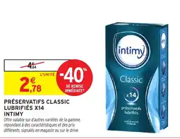 Intermarché Hyper Intimy Préservatifs classic lubrifiés x14 offre