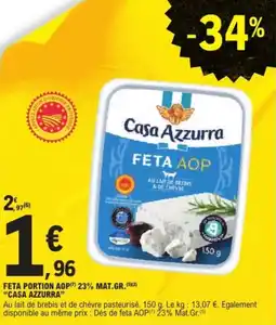 E.Leclerc Express Feta portion aop 23% mat.gr. casa azzurra offre