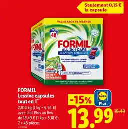 Lidl FORMIL Lessive capsules tout en 1 offre
