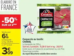 Carrefour Market Carpaccio au basilic charal offre