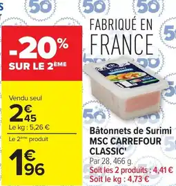 Carrefour Market Bâtonnets de surimi msc carrefour classic offre