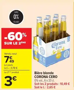 Carrefour Market Bière blonde corona cero offre