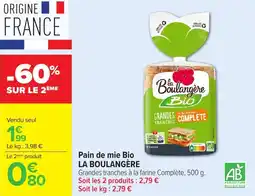 Carrefour Market Pain de mie bio la boulangère offre