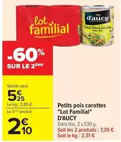 Carrefour Market D'aucy - petits pois carottes lot familial offre