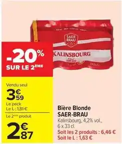 Carrefour Market Saer-brau - bière blonde offre