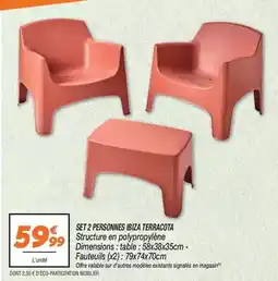 Netto Ibiza - set 2 personnes terracota offre