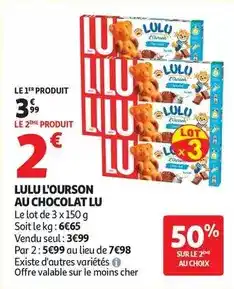 Auchan Supermarché Lu - lu l'ourson au chocolat offre