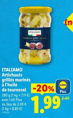 Lidl ITALIAMO Artichauts grillés marinés à l'huile de tournesol offre