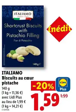 Lidl ITALIAMO Biscuits au cœur pistache offre