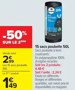 Carrefour Market 15 sacs poubelle offre