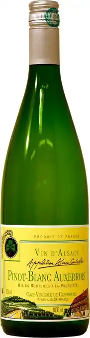 Match Cave de cleebourg alsace aop pinot blanc auxerrois offre