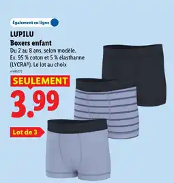 Lidl LUPILU Boxers enfant offre