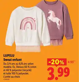 Lidl LUPILU Sweat enfant offre