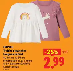 Lidl LUPILU T-shirt à manches longues enfant offre