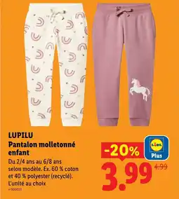 Lidl LUPILU Pantalon molletonné enfant offre