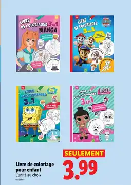 Lidl Livre de coloriage pour enfant offre