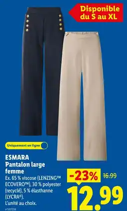 Lidl ESMARA Pantalon large femme offre