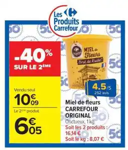 Carrefour Miel de fleurs CARREFOUR ORIGINAL offre