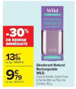 Carrefour Déodorant Naturel Rechargeable WILD offre