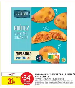 Intermarché Contact BISTRO EMILE Empanadas au boeuf chili surgelés offre
