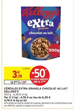 Intermarché Contact KELLOGG'S Céréales extra granola chocolat au lait offre