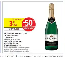 Intermarché Contact D'ARTIGNY Pétillant sans alcool grand classic offre