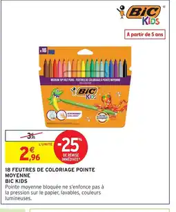 Intermarché Contact 18 feutres de coloriage pointe moyenne offre