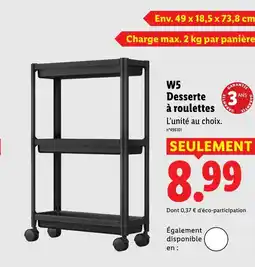 Lidl W5 Desserte à roulettes offre