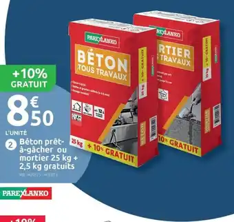 Béton prêt à-gâcher ou mortier