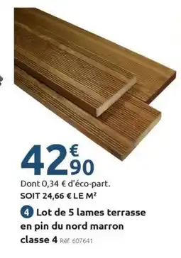 Mr Bricolage Lot de 5 lames terrasse en pin du nord marron classe 4 offre