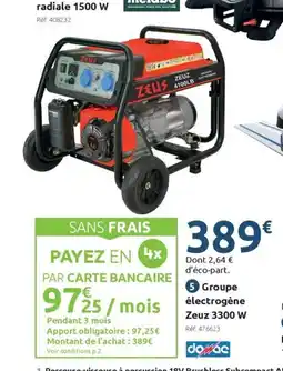 Mr Bricolage Groupe électrogène Zeuz 3300 W offre