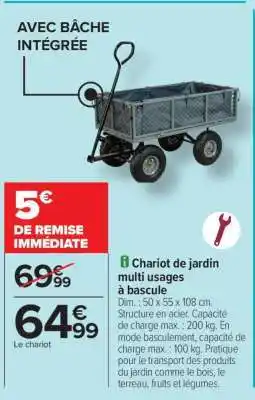 Carrefour Chariot de jardin multi usages à bascule offre