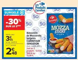 Carrefour Market Bâtonnets de Mozzarella surgelés CARREFOUR SENSATION offre