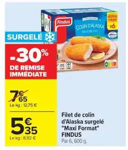 Carrefour Market Filet de colin d'Alaska surgelé Maxi Format FINDUS offre