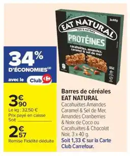 Carrefour Market Barres de céréales EAT NATURAL offre