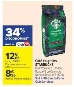 Carrefour Market Café en grains STARBUCKS offre