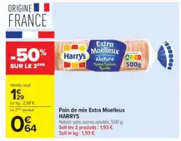 Carrefour Pain de Mie Extra Moelleux Harrys offre