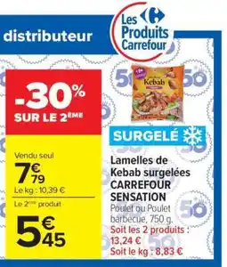 Carrefour Lamelles de kebab surgelées CARREFOUR SENSATION offre