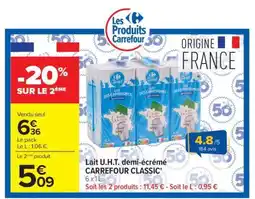 Carrefour Lait U.H.T. demi-écrémé CARREFOUR CLASSIC' offre