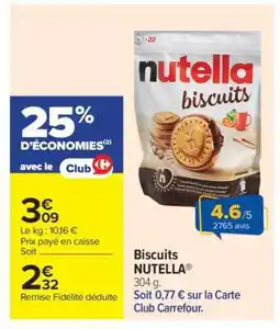 Carrefour Biscuits NUTELLA offre