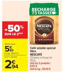Carrefour Café Soluble Spécial Filtre Nescafé offre