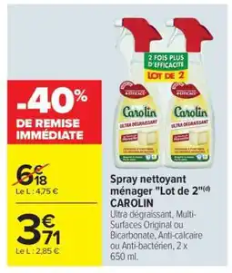 Carrefour Spray nettoyant ménager Lot de 2 CAROLIN offre