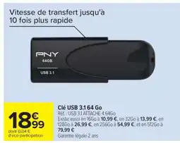 Carrefour Clé USB 3.1 64 Go offre