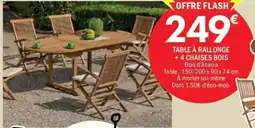 La Foir'Fouille Table à rallonge +4 chaises bois offre