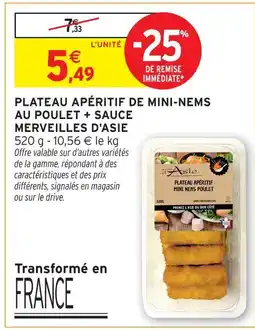 Intermarché Hyper Merveilles d'asie plateau apéritif de mini-nems au poulet + sauce offre