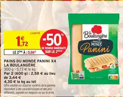 Intermarché Hyper La boulangère pains du monde panini x4 offre