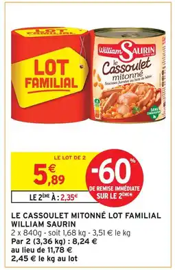 Intermarché Hyper William saurin le cassoulet mitonné lot familial offre