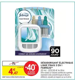 Intermarché Hyper Febreze désodorisant électrique linge frais 3 en 1 offre