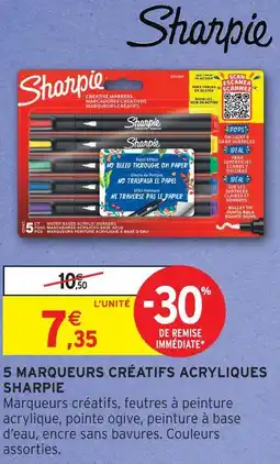 Intermarché Hyper Sharpie 5 marqueurs créatifs acryliques offre